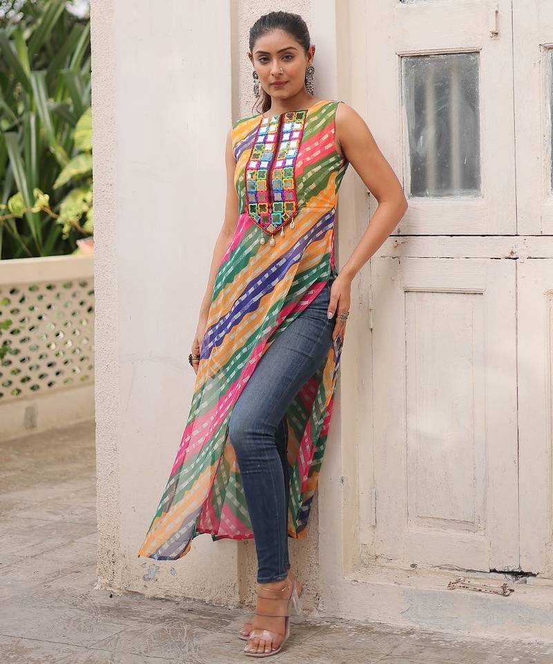 Multi-Color Georgette Semi-Stitched Embroidered Kurta – Stylish Festive & Casual Ethnic Wear