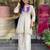 Floral embroidered white round neck kurta set with trouser