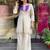 Floral embroidered white round neck kurta set with trouser