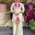Floral embroidered white round neck kurta set with trouser