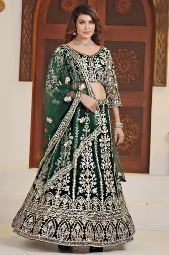 Green Wedding Wear Lehenga Choli