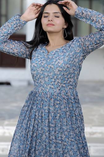 Grey 1002 Butti Printed Kurta – Comfortable & Stylish Daily Wear for Women