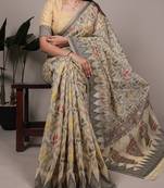 poly cotton saree with fine thread weaving work