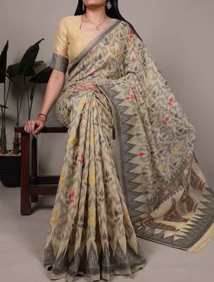 poly cotton saree with fine thread weaving work 4