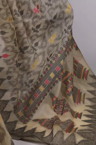 poly cotton saree with fine thread weaving work