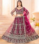 Pink Faux Georgette Wedding Wear Lehenga Choli
