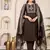 Floral embroidered black round neck kurta set with trouser and dupatta