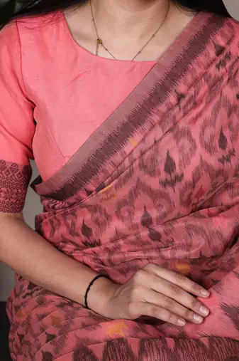 poly cotton saree with fine thread weaving work
