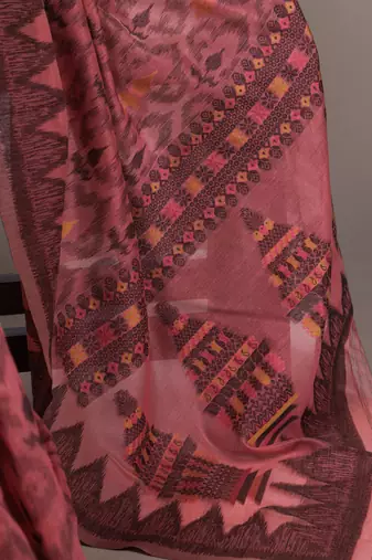 poly cotton saree with fine thread weaving work