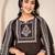 Floral embroidered black round neck kurta set with trouser and dupatta