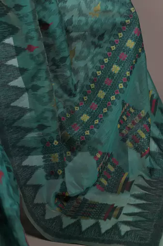 poly cotton saree with fine thread weaving work