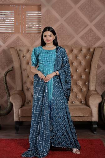 Rama Maslin Kurta Set with Chinnon Bottom & Embroidered Dupatta – Stylish Daily & Festive Wear