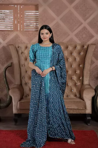 Rama Maslin Kurta Set with Chinnon Bottom & Embroidered Dupatta – Stylish Daily & Festive Wear