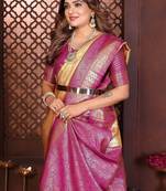 Light Yellow Color Zari Weaving Banarasi Tissue Silk Saree