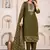 Floral embroidered green round neck kurta set with trouser and dupatta