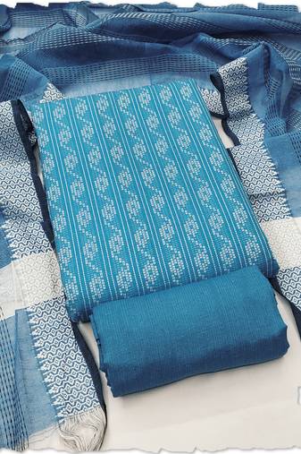 blue handloom cotton suit set