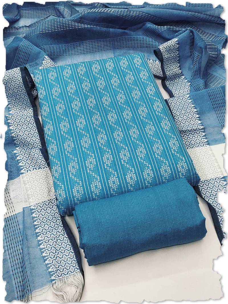 blue handloom cotton suit set