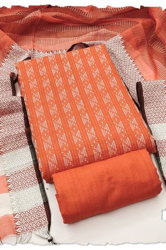 orange handloom cotton suit set