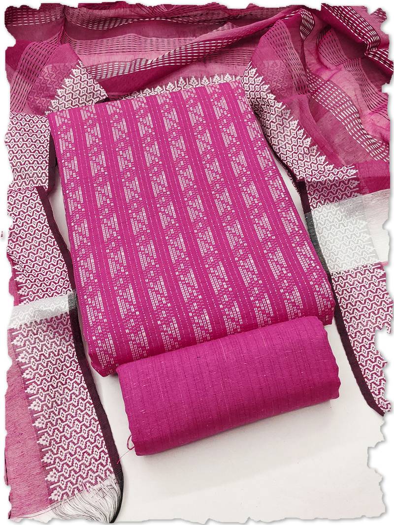 pink handloom cotton suit set