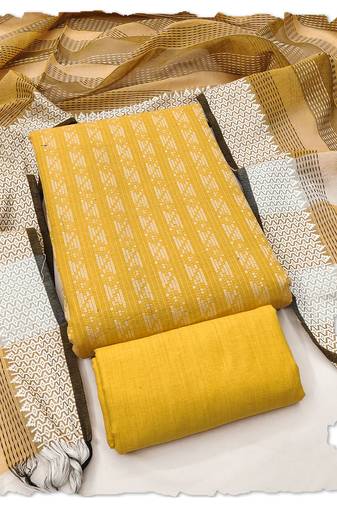 yellow handloom cotton suit set