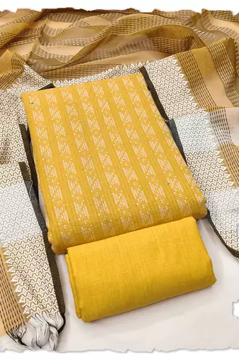 yellow handloom cotton suit set