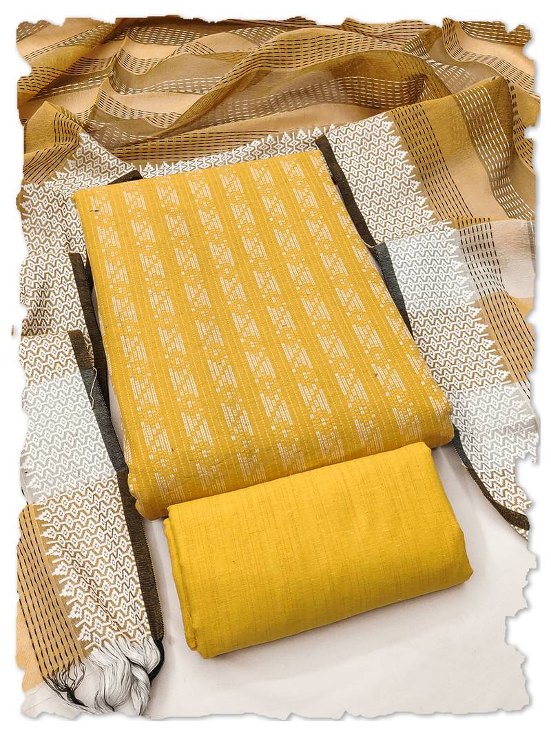 yellow handloom cotton suit set