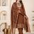Floral embroidered brown round neck kurta set with trouser and dupatta