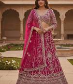 Pink Faux Georgette Wedding Wear Lehenga Choli