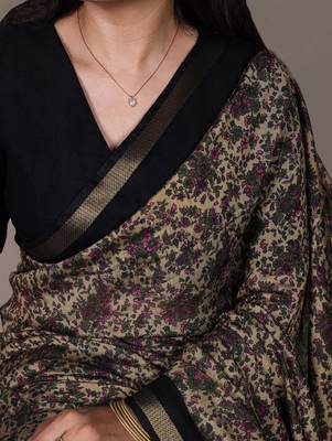 polyester viscose chanderi printed saree with zari weaving work 2