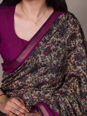 polyester viscose chanderi printed saree with zari weaving work 2