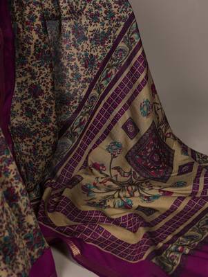 polyester viscose chanderi printed saree with zari weaving work 5