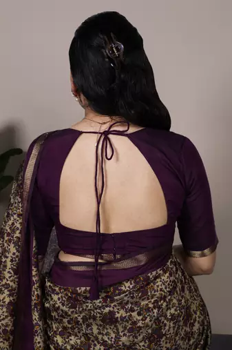 polyester viscose chanderi printed saree with zari weaving work