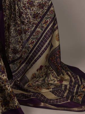 polyester viscose chanderi printed saree with zari weaving work 5