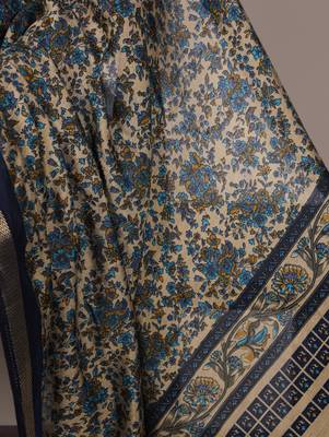 polyester viscose chanderi printed saree with zari weaving work 5