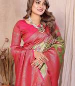 Light Green Color Zari Weaving Banarasi Tissue Silk Saree