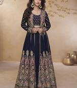 Lavender simmar silk embroidered wedding wear lehenga style suit