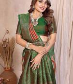 Orange Color Zari Weaving Banarasi Tissue Silk Saree