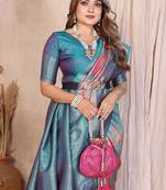 Pink Color Zari Weaving Banarasi Tissue Silk Saree