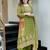Floral embroidered green round neck kurta set with trouser and dupatta
