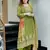 Floral embroidered green round neck kurta set with trouser and dupatta