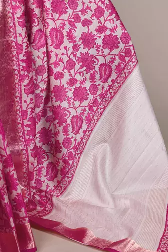 tussar art silk printed saree with viscose border