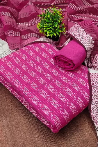 pink handloom cotton suit set