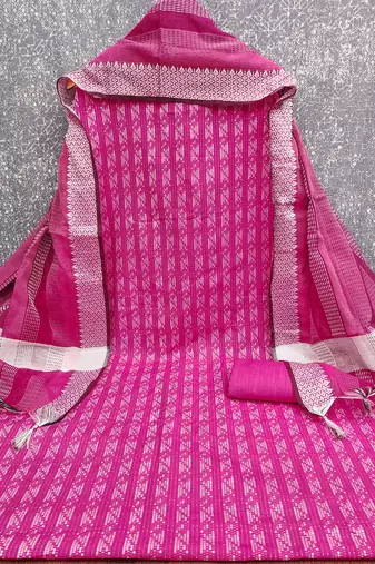 pink handloom cotton suit set