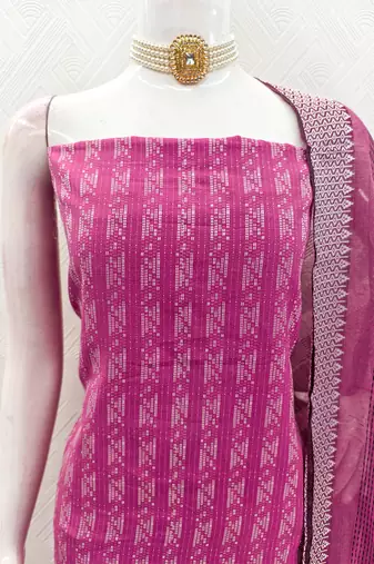 pink handloom cotton suit set