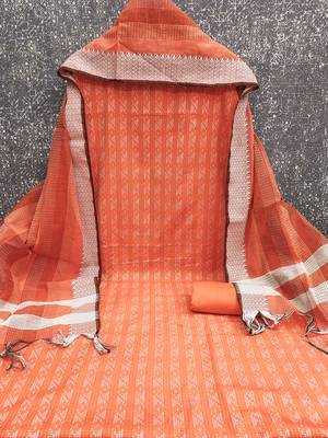 orange handloom cotton suit set 3
