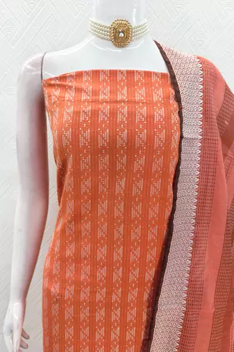 orange handloom cotton suit set
