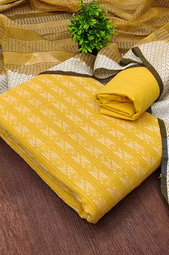 yellow handloom cotton suit set