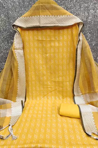 yellow handloom cotton suit set