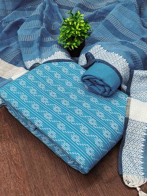 blue handloom cotton suit set 2