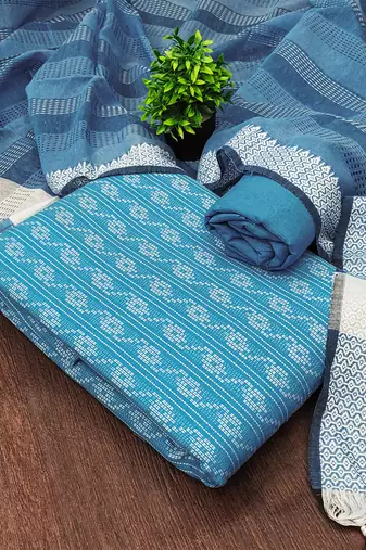blue handloom cotton suit set